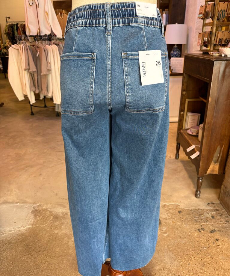 High Rise Draw String Baggy Wide Leg Pants, Vervet