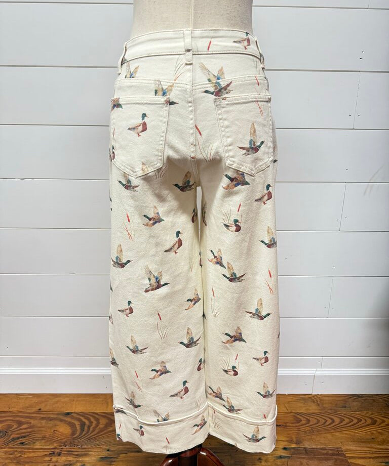 Mallard Printed Cuff Hem Jeans, Little Daisy Closet