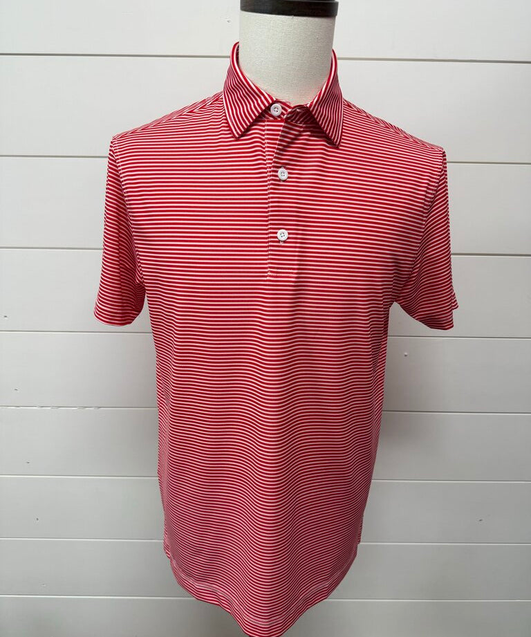 White & Red Stripe Warrior Creek Polo, Warrior Creek Mercantile
