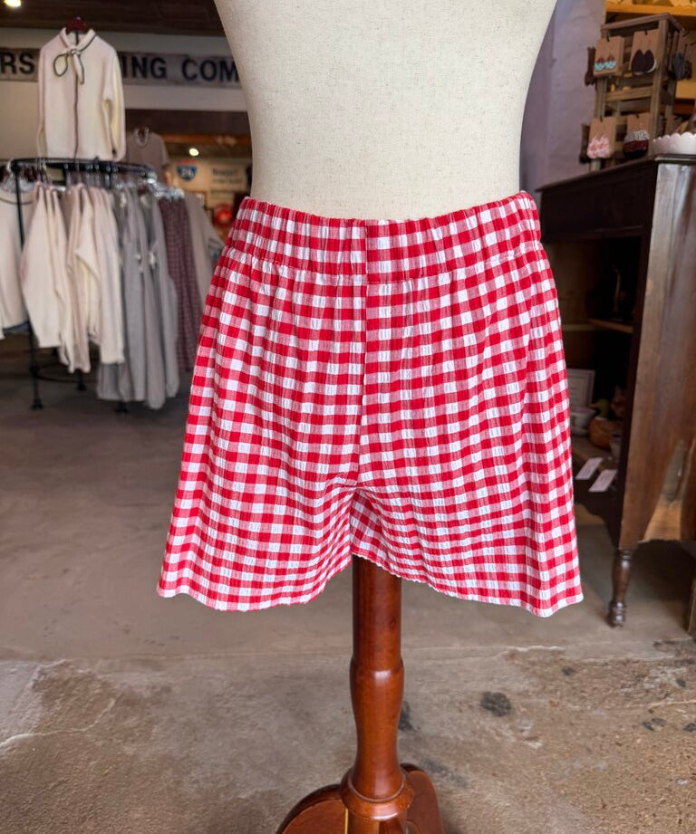 Gingham Woven Pocket Shorts, Adrienne