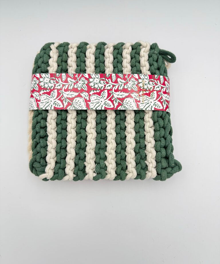 Green Stripe Set Pot Holder, Mud Pie