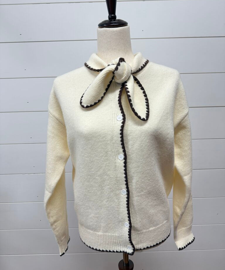 Tie Neck Knit Sweater, Easel