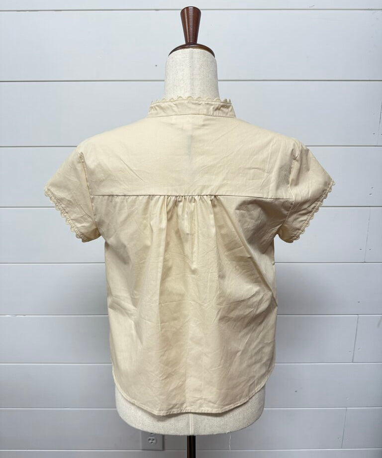 Ric Rac Trim Short Sleeve Poplin Top, Day+Moon