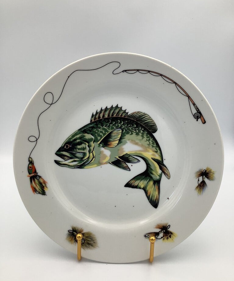 Lake Themed Fishing Plate, Lake, White